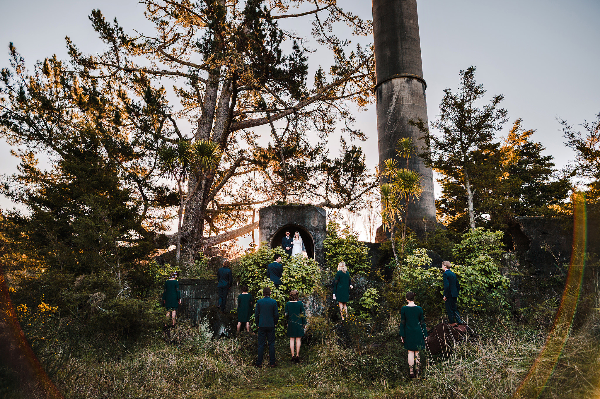 54 auckland wedding industrial ruins structures bridal party.JPG