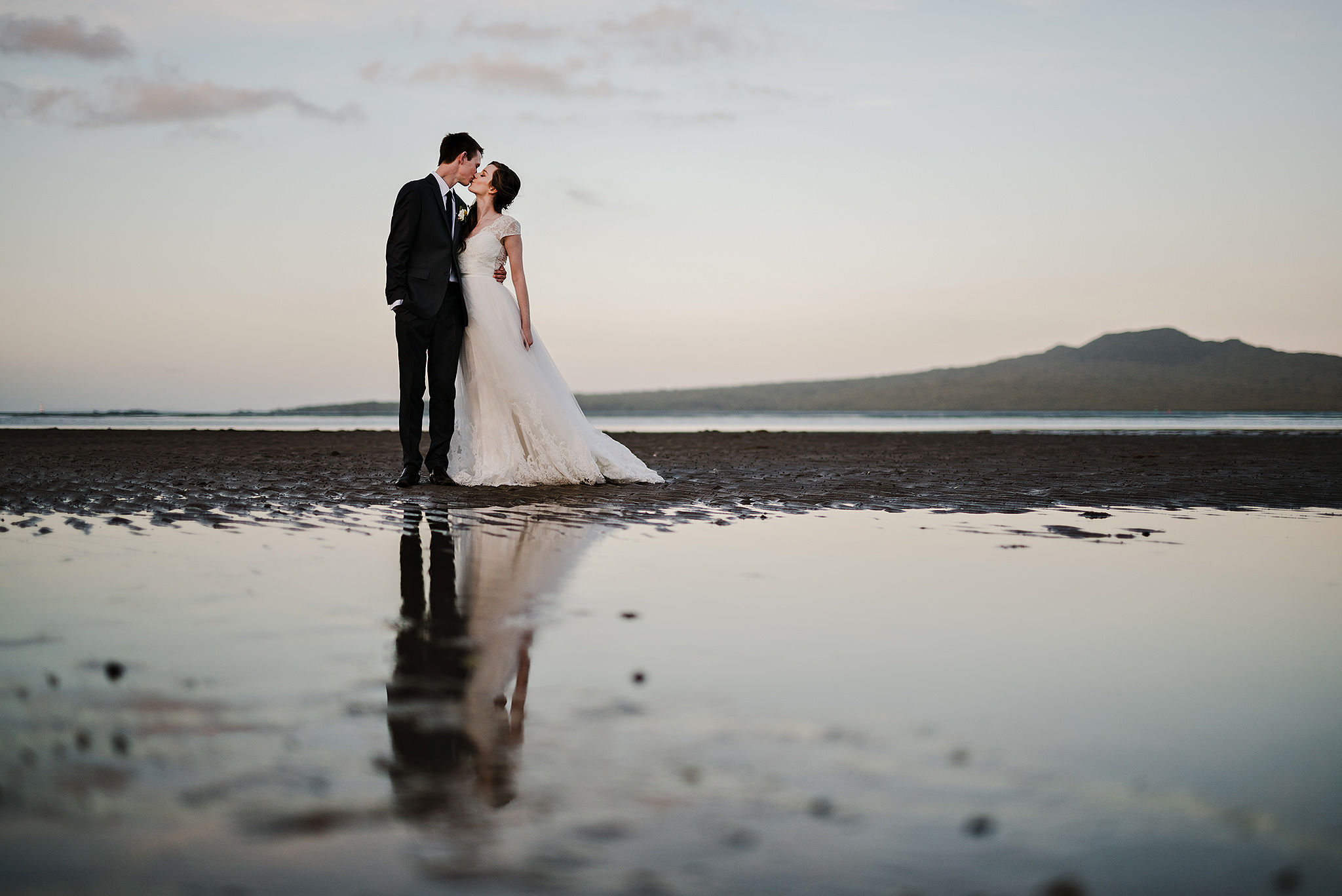 56 north shore wedding rangitoto in background sunset.JPG