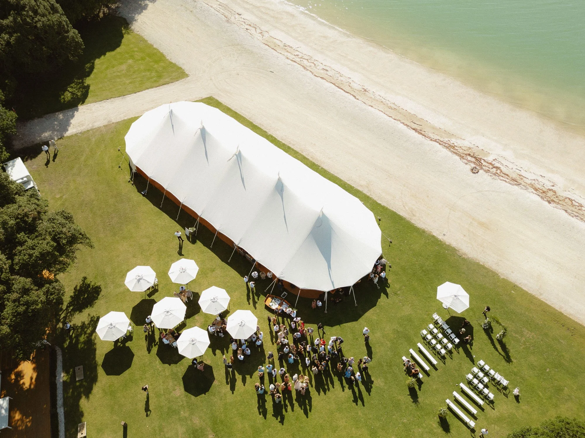 Drone shot of The McCallum Residence and flagship events marquee set up on lawn