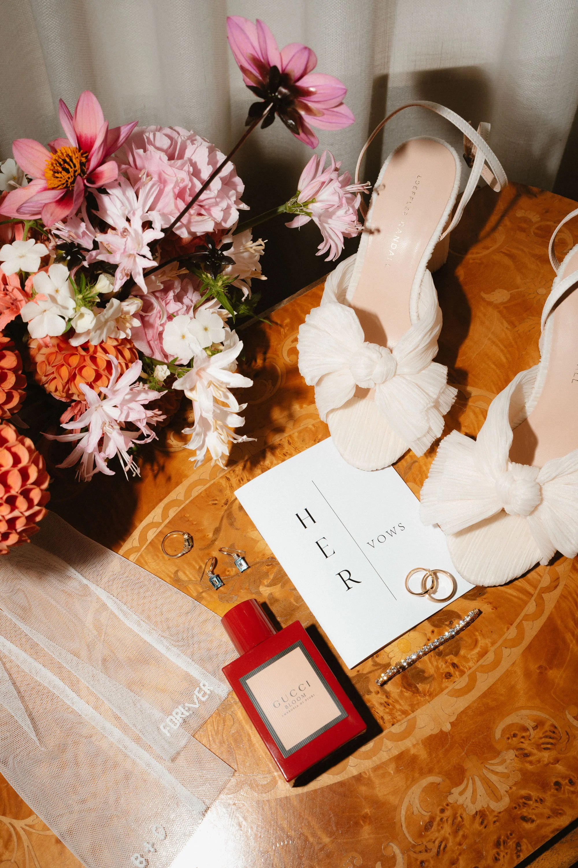 Colourful flat lay detail photo with direct flash