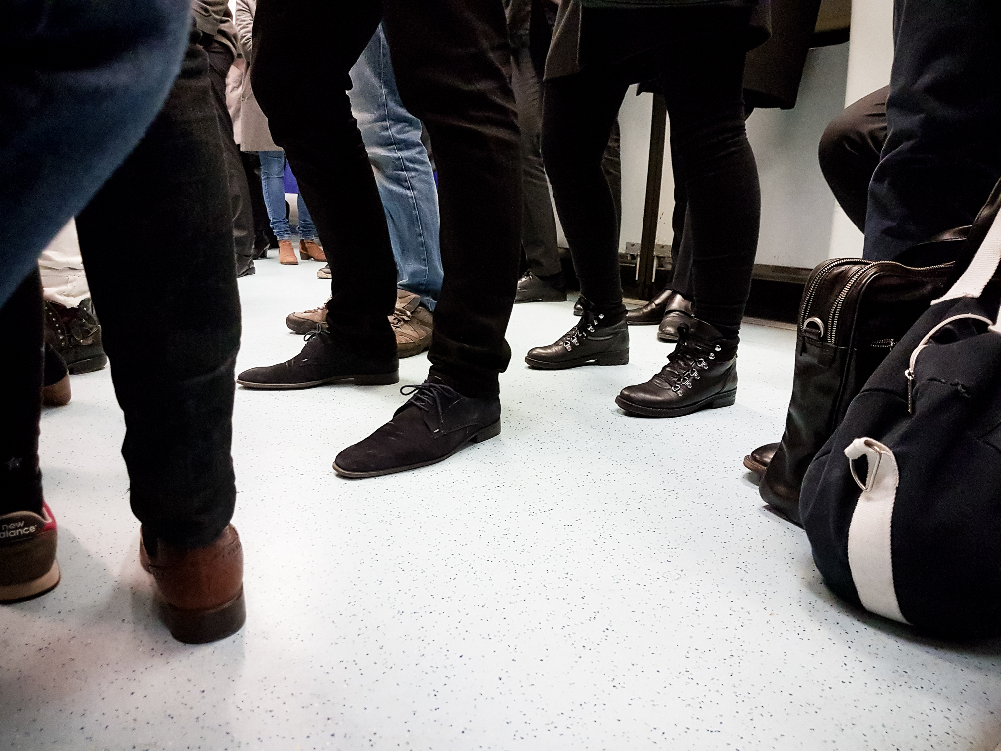 A sea of black on the metro. Was lucky to find a seat today.
