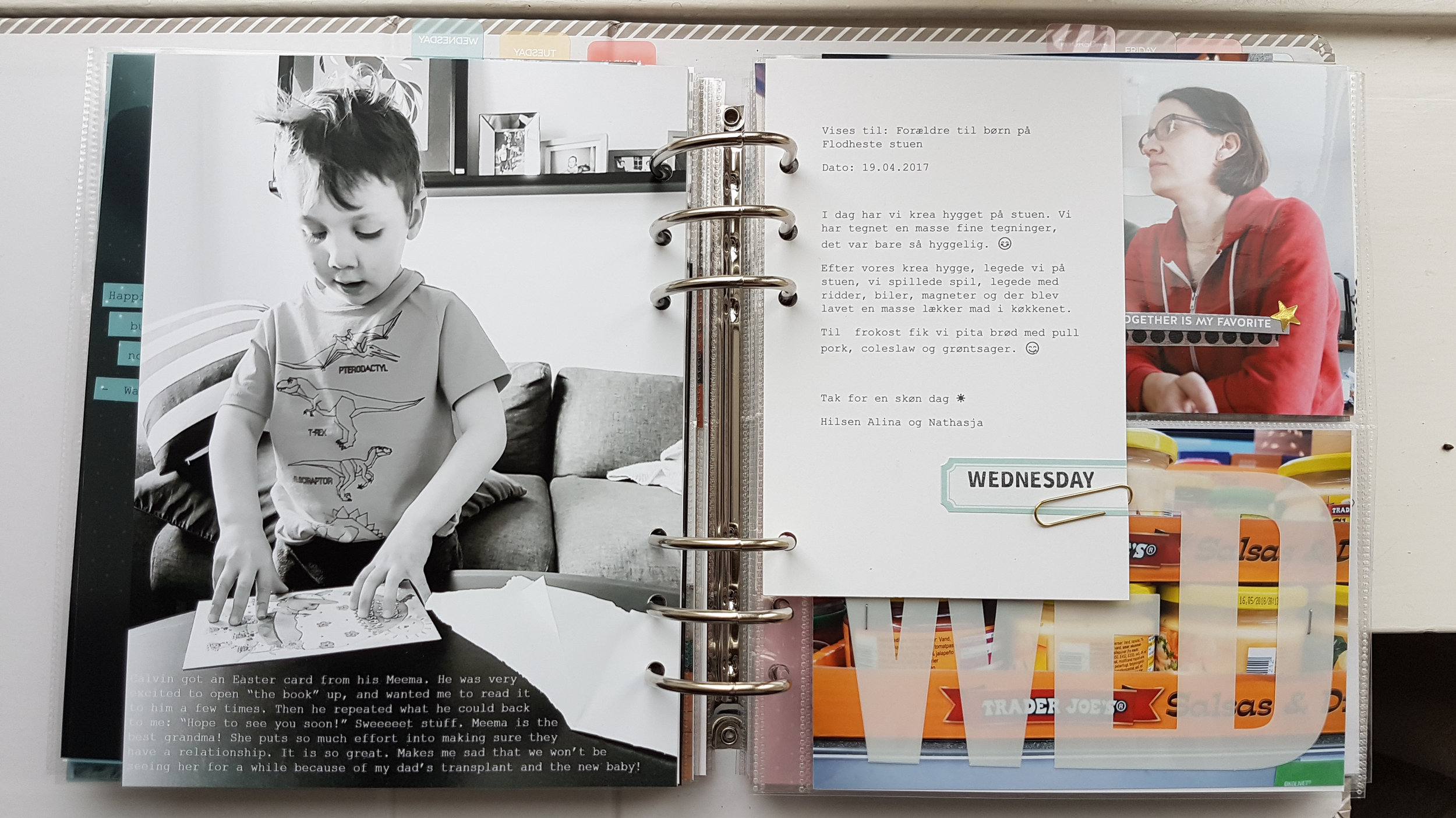 Journaling on photos, and special 4x6 inserts with Cal's bornehave notes.