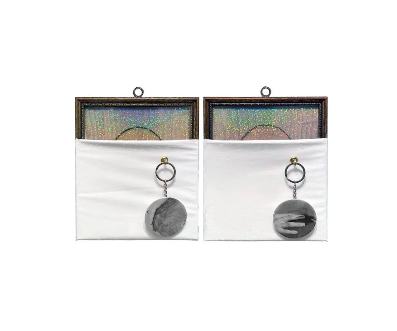 two heads | mixed-media, vintage frames | diptych, 6 x 9 each | ©RS2025