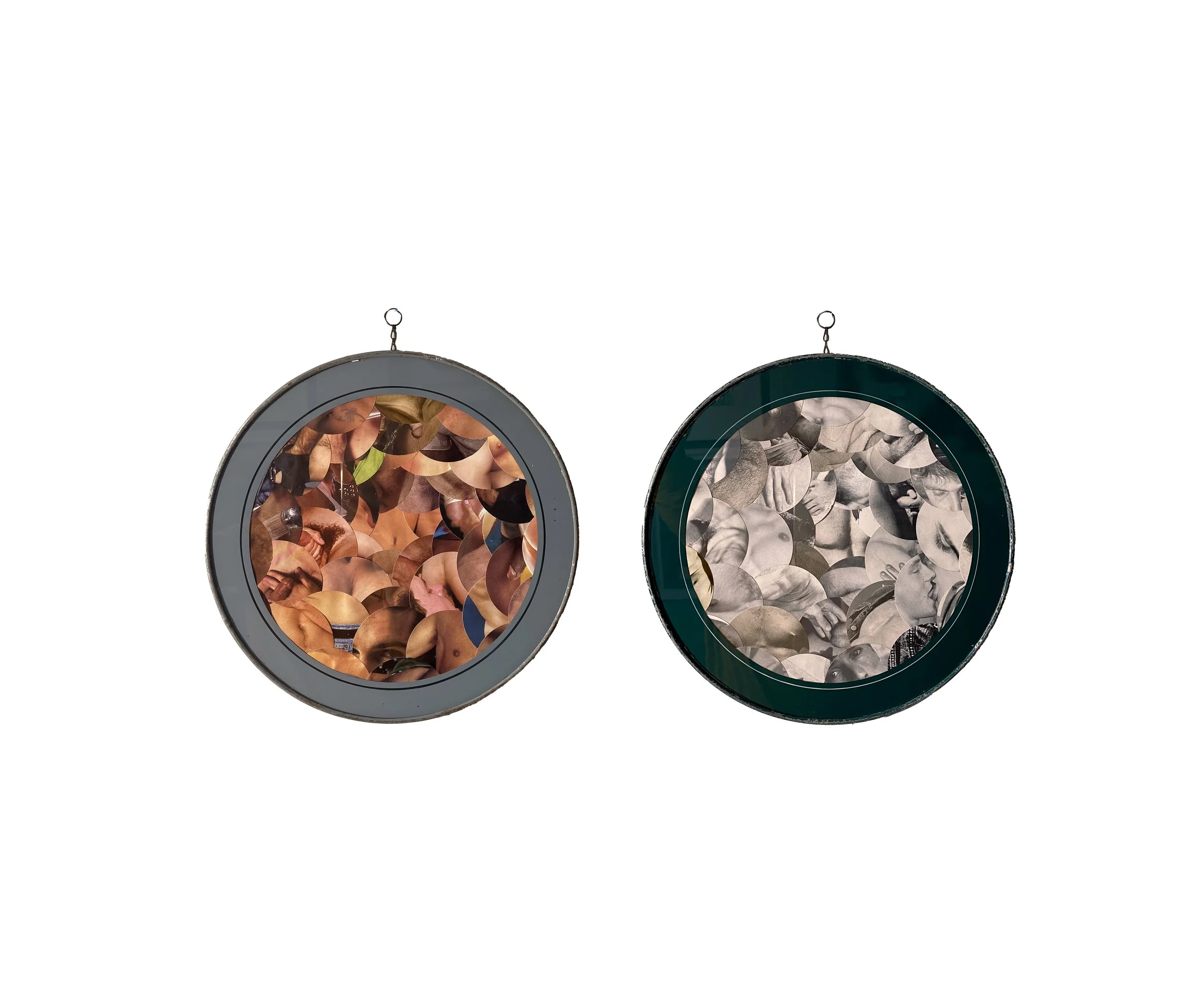 gathering 1, gathering 2 | found frames, analog collages | 11 x 11 inches each | 2026