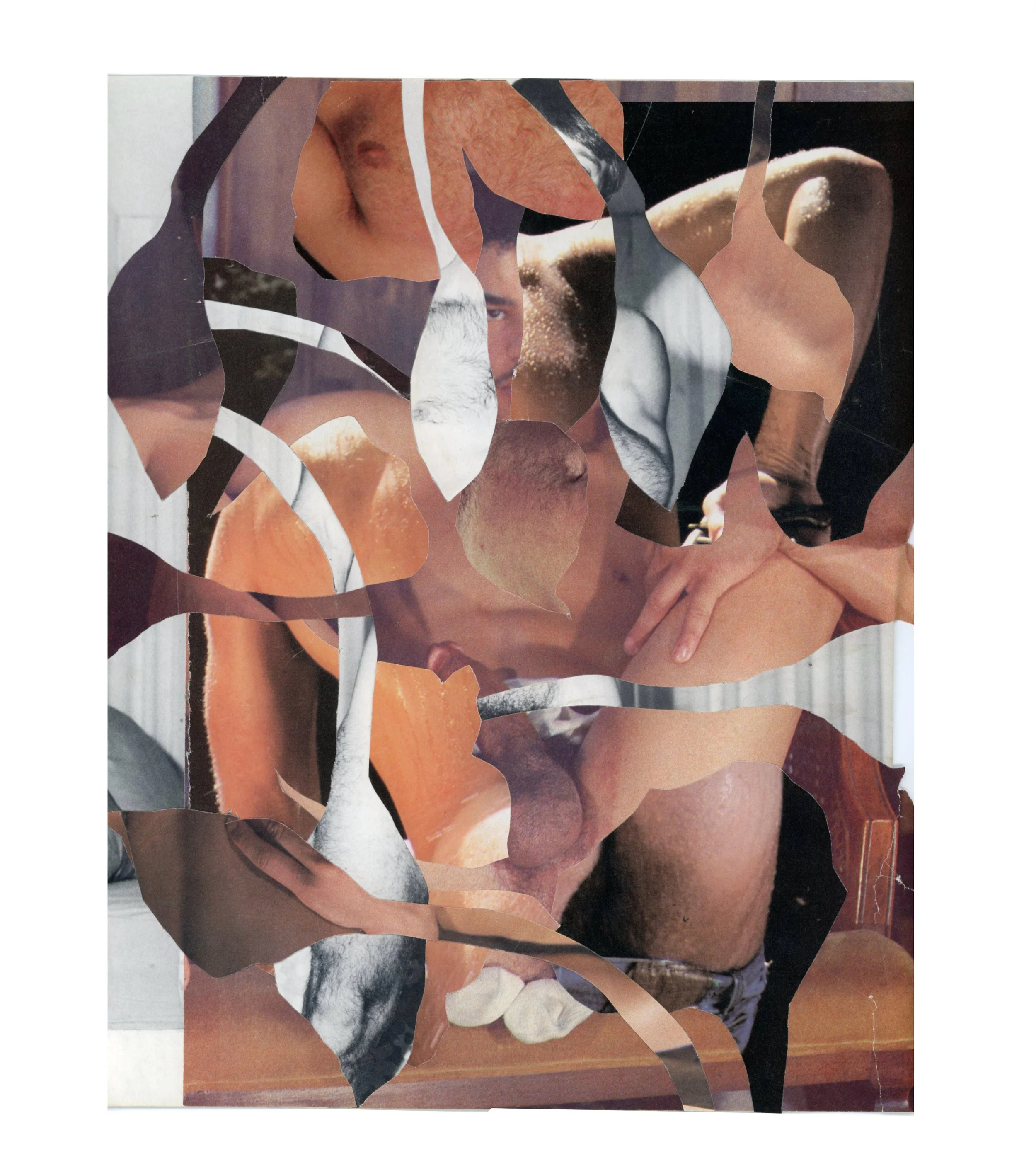 Series: Queer Interludes 2 | discerning desire | analogue collage  vintage tear sheets (80’s gay porn) | 9 x 10 inches  unframed  signed  ©RS2025