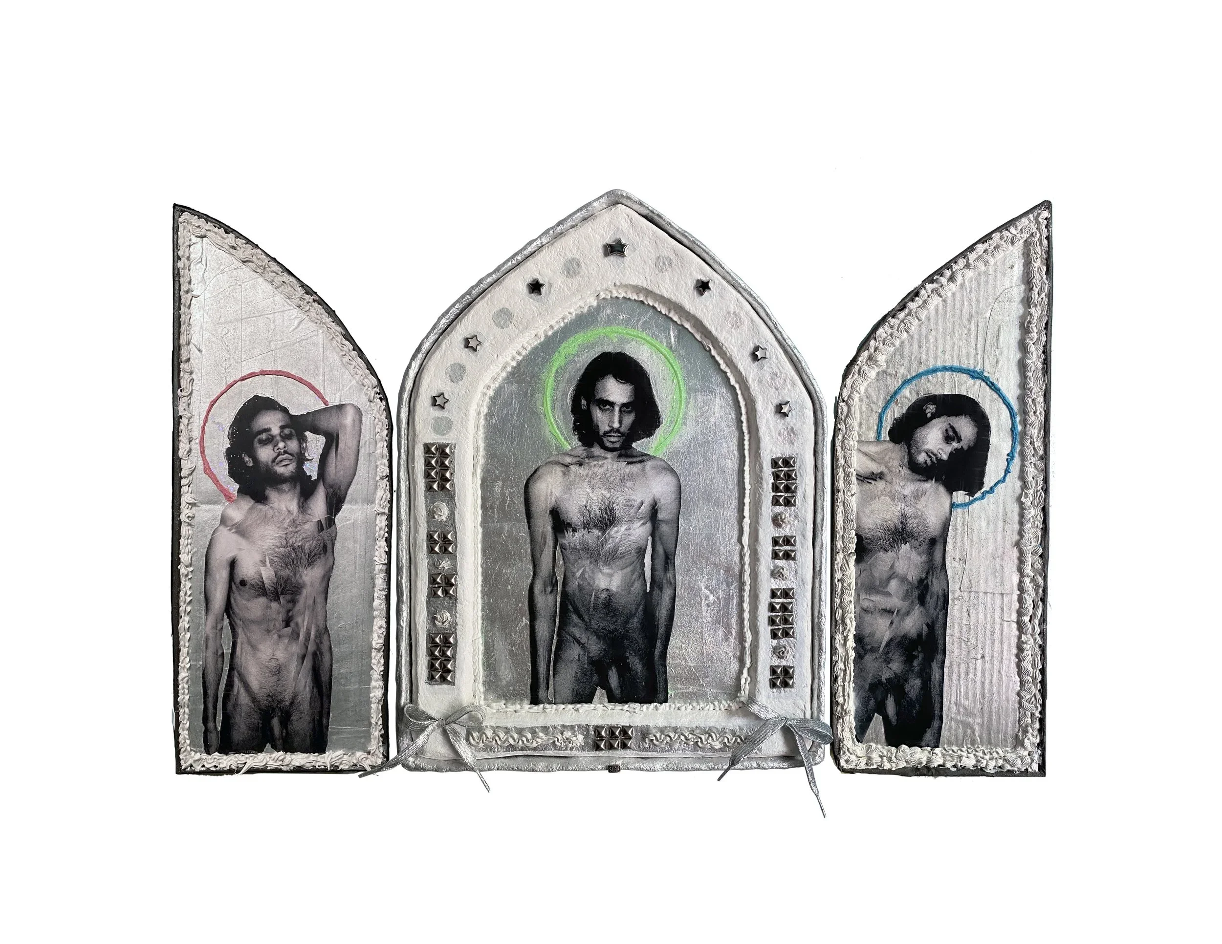 look what your god has done to me | mixed-media collage   31 × 19 × 5 inches  2008-2025