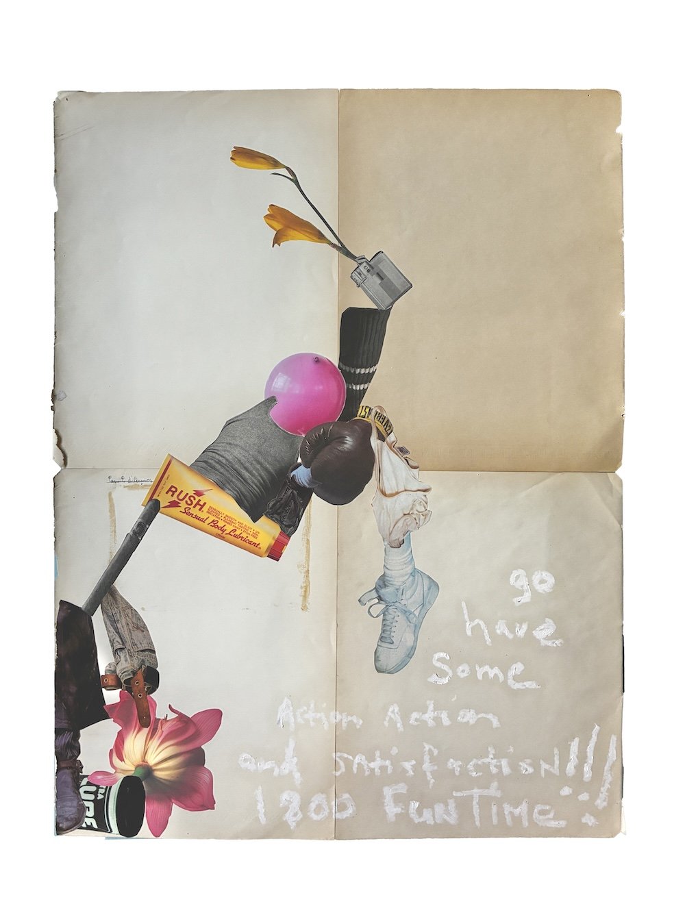 study for funtime | collage  and oil on paper | 22 x 28 inches | 2025
