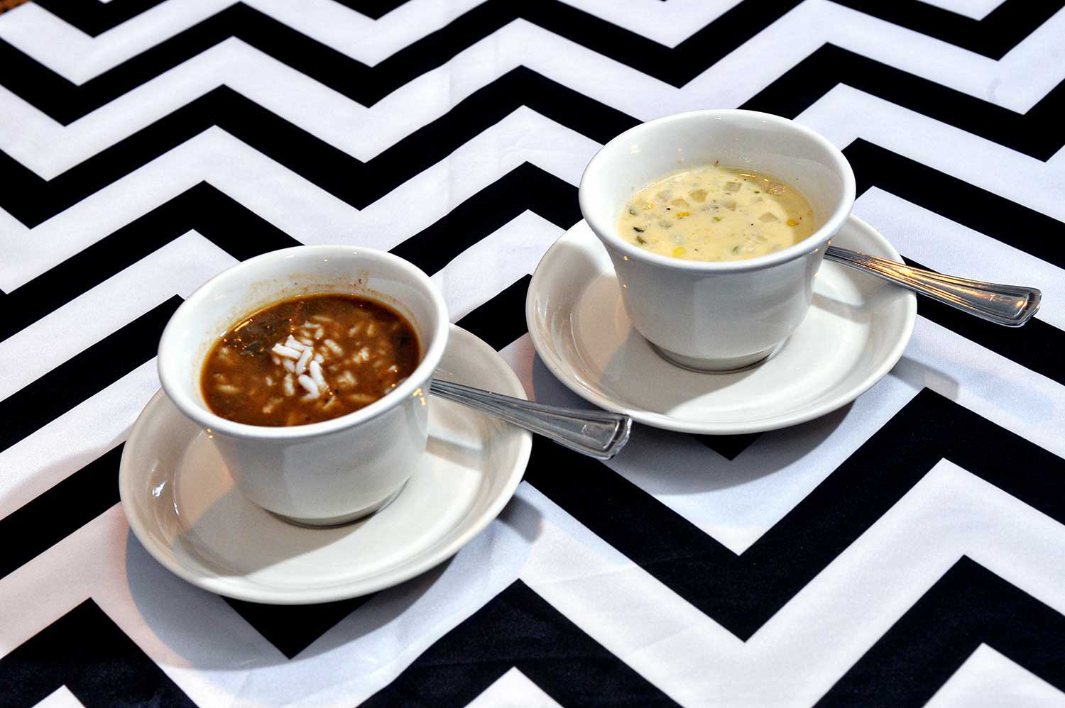 Chicken &amp; Andouille Gumbo / Roasted Corn &amp; Crab Bisque (gluten-free)