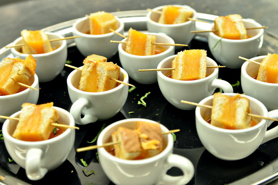 Creamy Tomato Soup with Grilled Cheese Bite