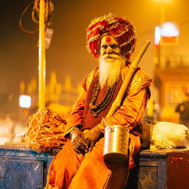 Varanasi is full of real-deal holy men as well as spiritual peddlers. Here, a Ghat rests after a long night of spiritual guidance. This shot was taken around 2am. Varanasi is completely different city at this hour. #varanasi #50mm14