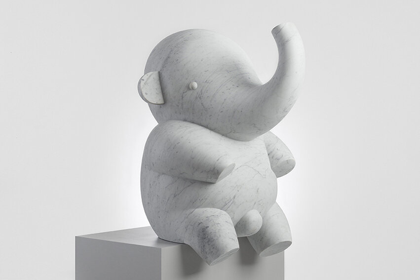 Brett Murray 'Little Elephant' in Carrara marble