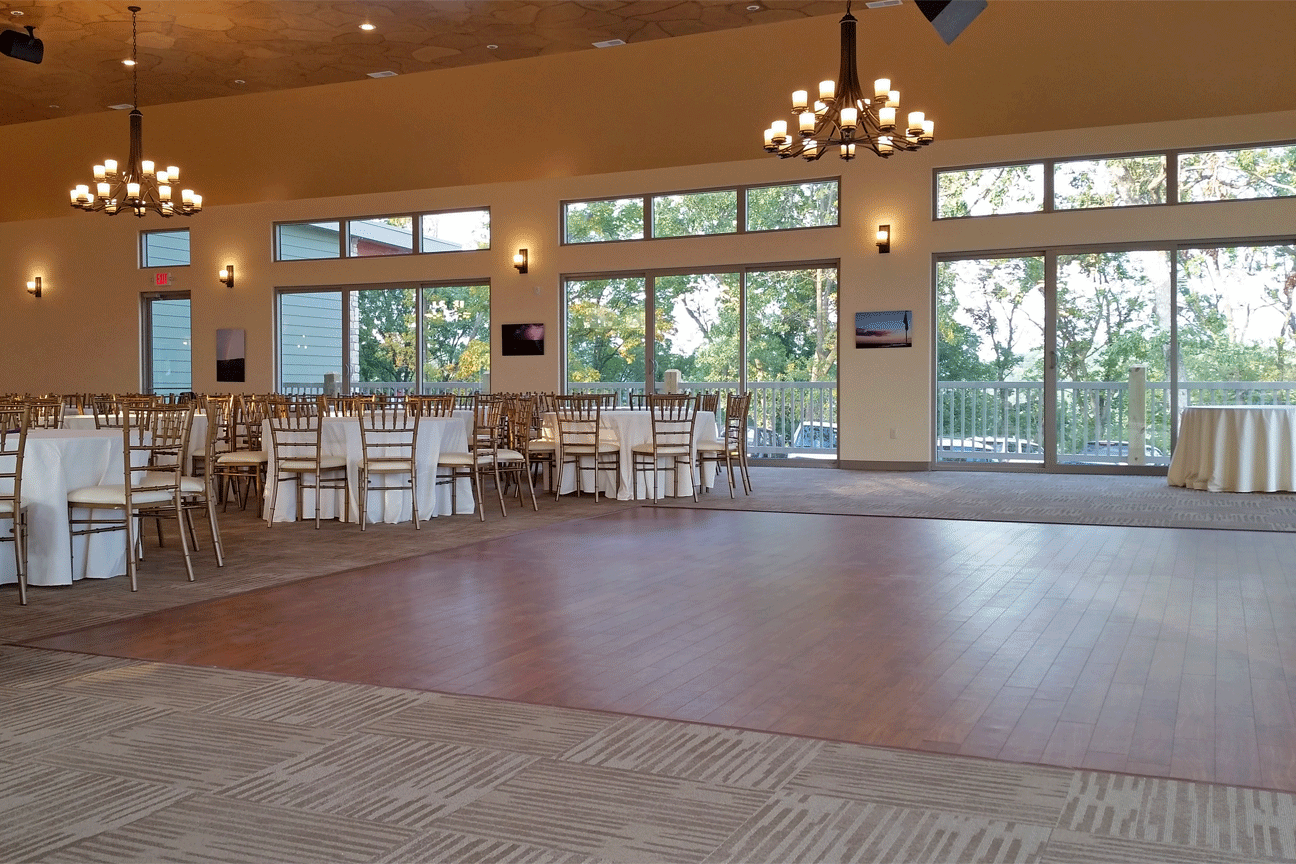 Terrace banquet hall interior, dance floor looking north east
