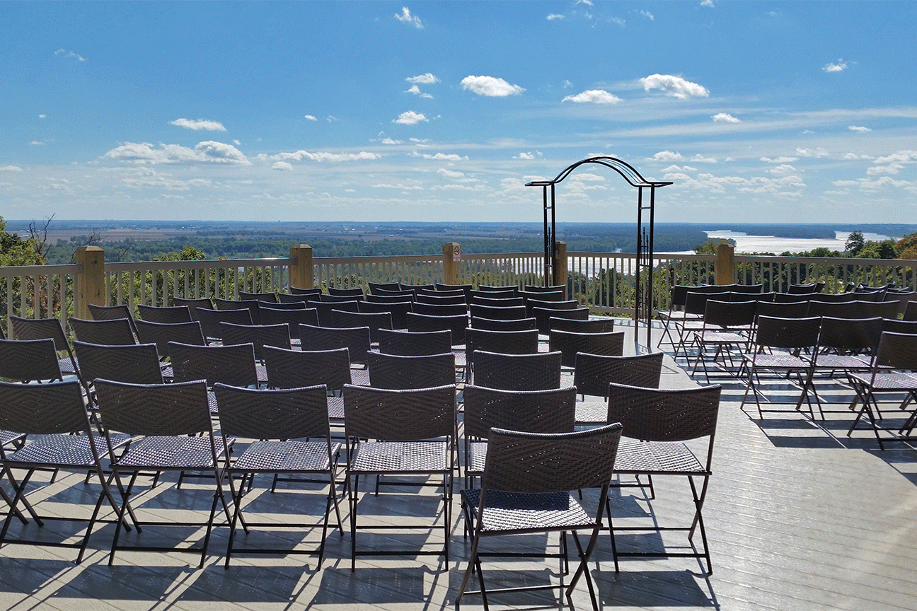 Terrace deck staged for outdoor ceremony