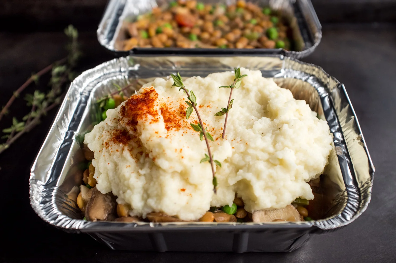 Lentil And Mushroom Shepherd S Pie Topped With Mashed Cauliflower