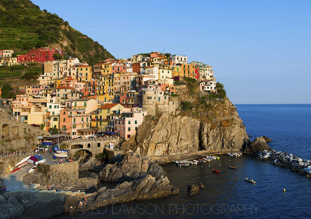 Manarola Sunset Cinque Terre Overlooking the Harbor with Colored Houses on the Cliffs
