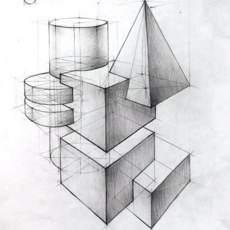 Рисование группы геометрических тел — Ghenadie Sontu Fine Art