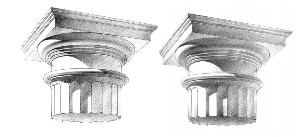 Рисование архитектурных деталей, капителей и гипсовых орнаментов ...