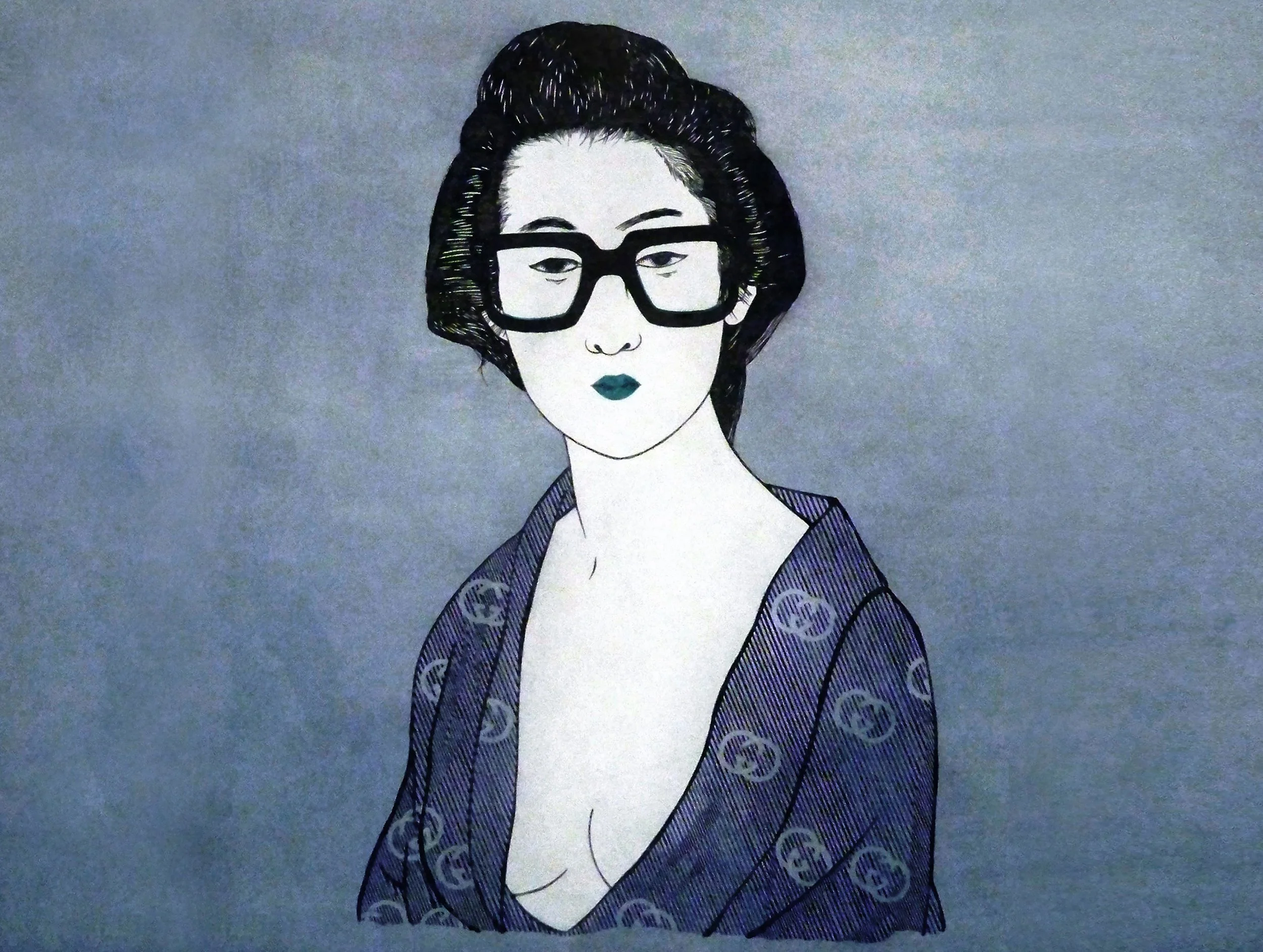 GC1W - GEISHA IN GUCCI PRINT KIMONO