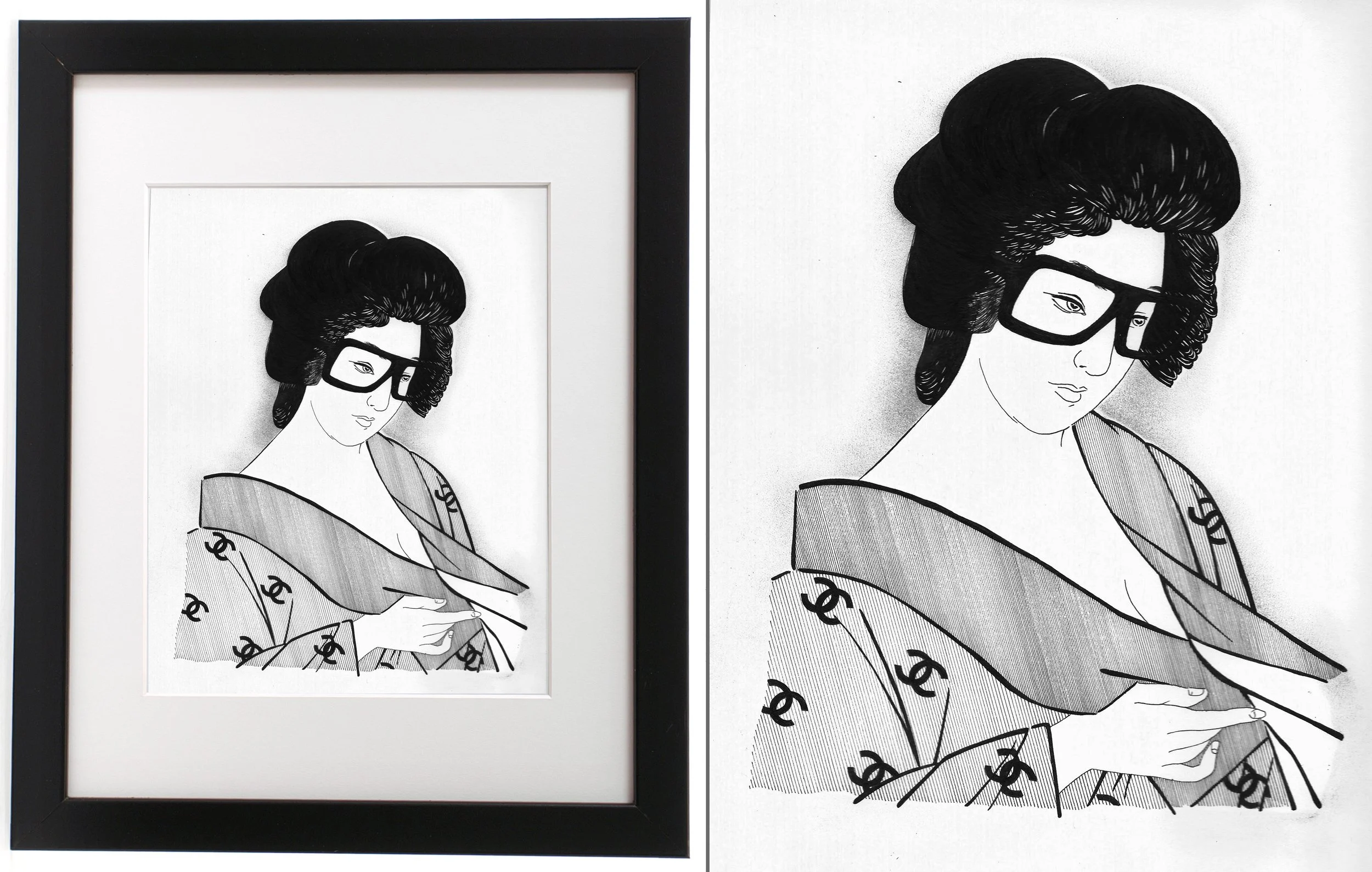 GC5 - GEISHA IN CHANEL PRINT KIMONO