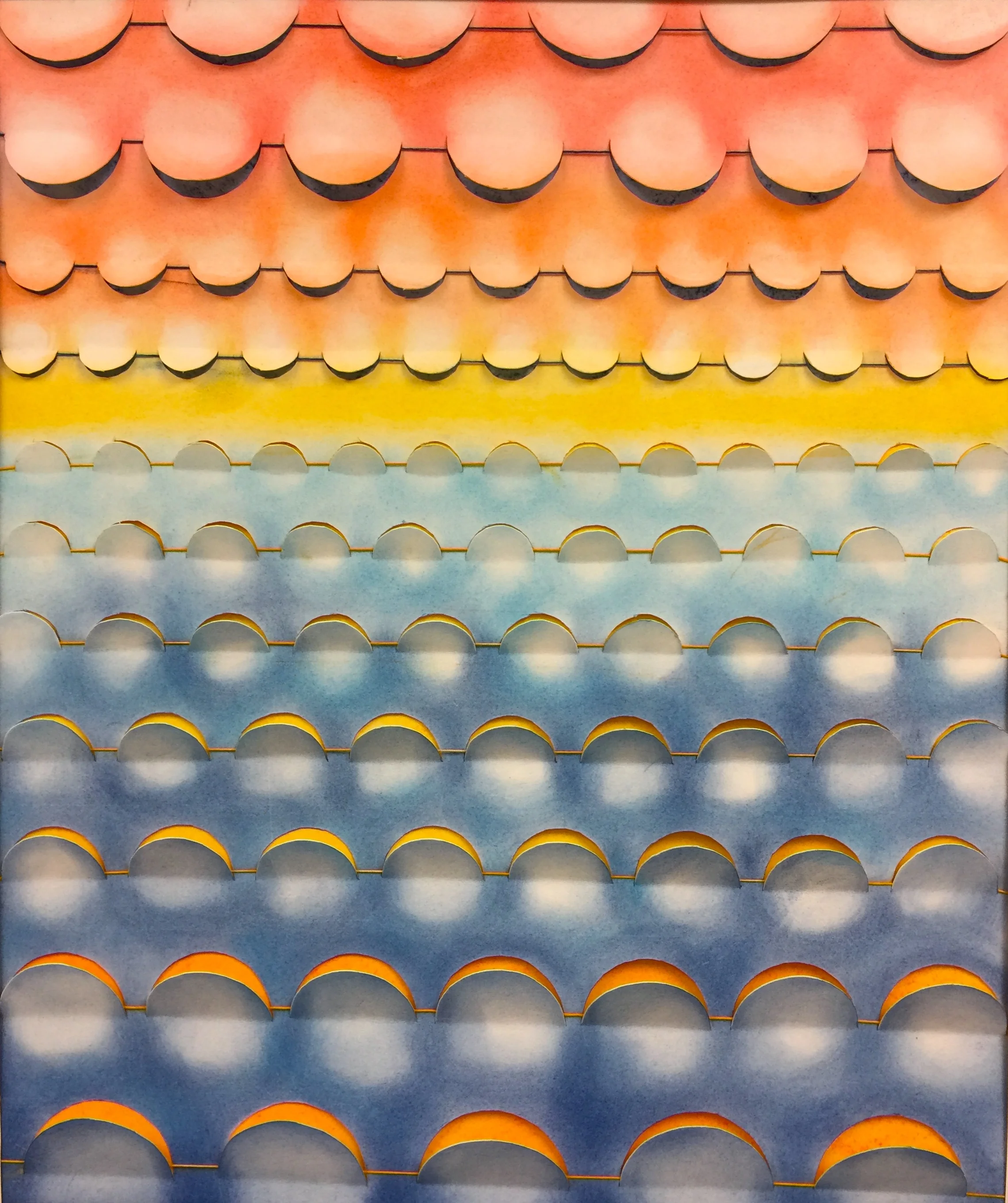 100 Units, chalk pastel & string on cut paper, 18"x24"