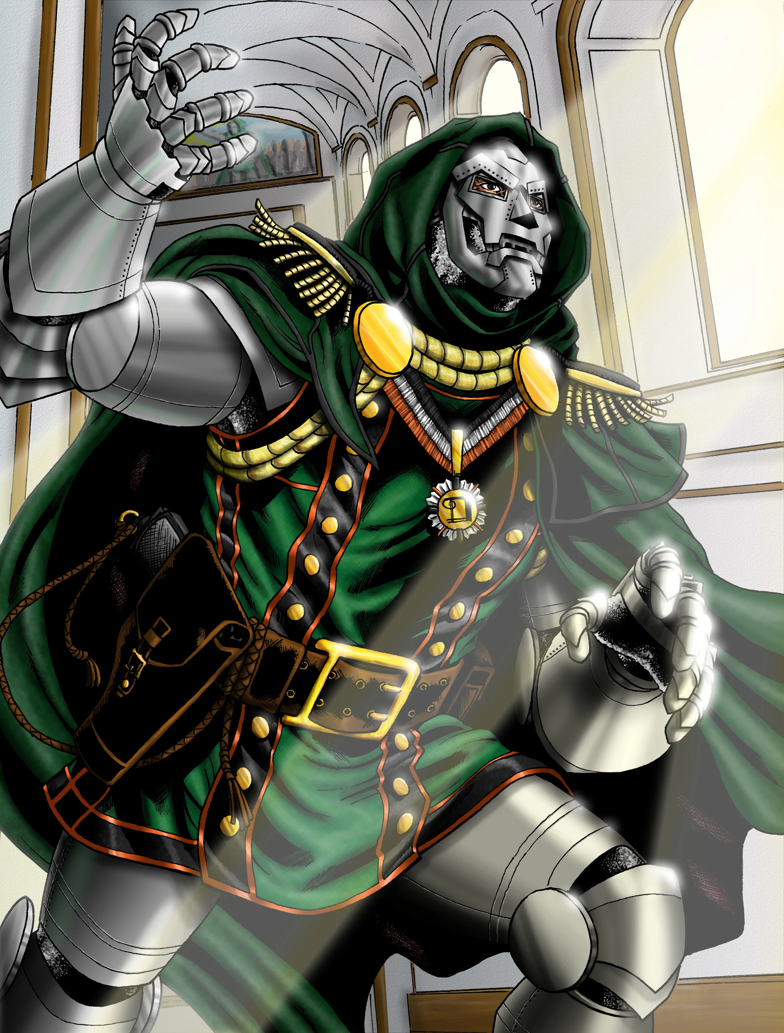 My colors over Jason Baroody's Dr Doom... I should have done a color hold on the architectural details