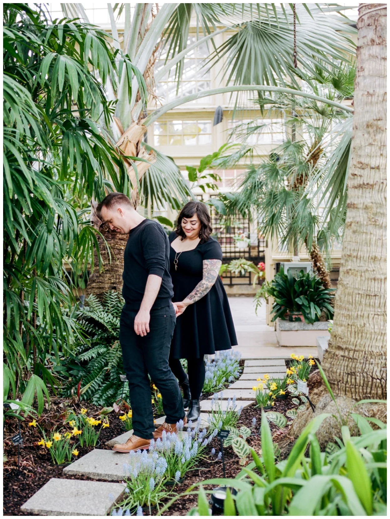 Spring engagement session in a greenhouse Rawlings Conservatory in Baltimore by Washington DC fine art wedding photographer Lissa Ryan Photography