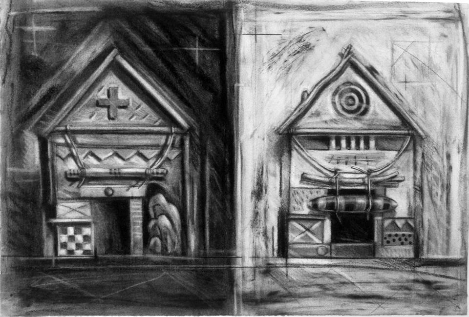Two Houses / 15"W x 22"W / 1993"