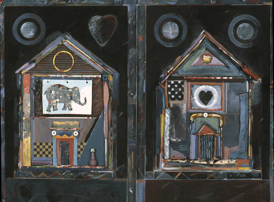 Two Houses / 30"H x 40"W / 1996