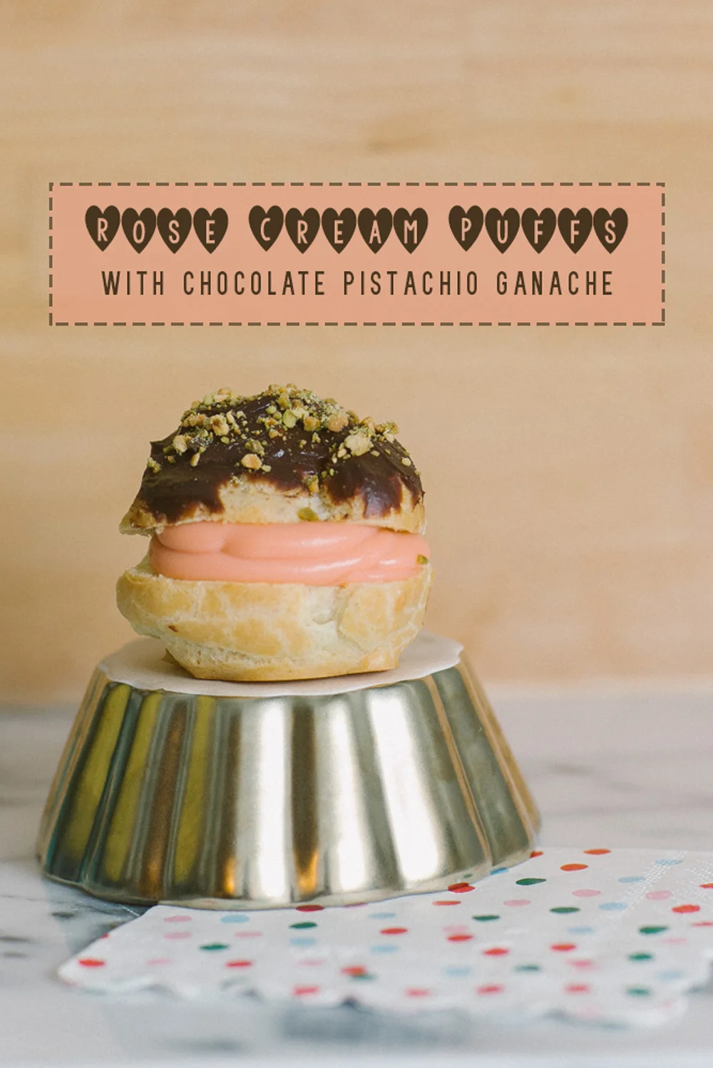 Rose Cream Puff with Chocolate Pistachio Ganache | Becca Bakes (www.becca-bakes.com)