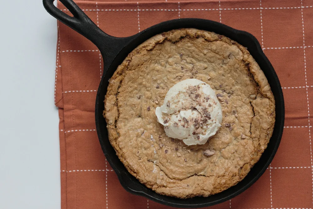 One Bowl Cast Iron Skillet Heath Bar Cookie | Becca Bakes (www.becca-bakes.com)