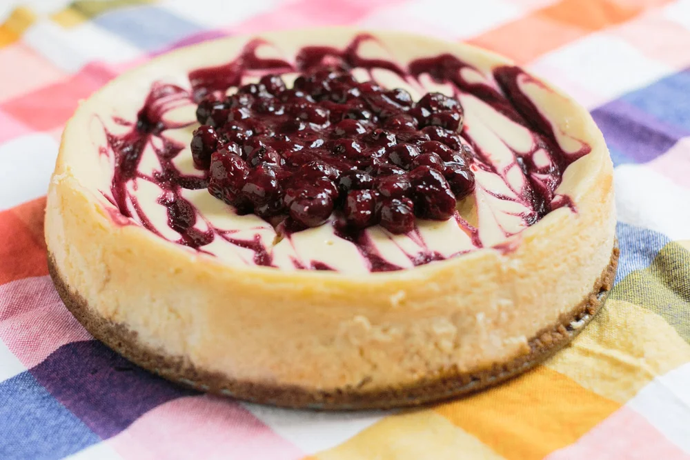 Lemon Cheesecake + Blueberry-Rose Swirl | Beca Bakes (www.becca-bakes.com)