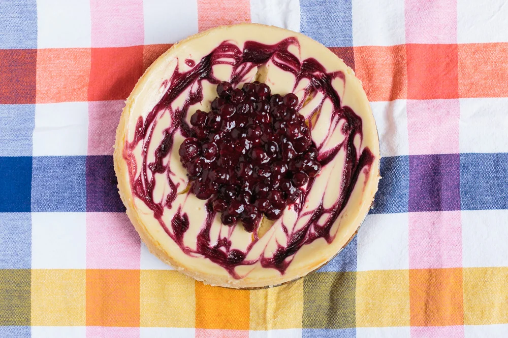 Lemon Cheesecake + Blueberry-Rose Swirl | Beca Bakes (www.becca-bakes.com)