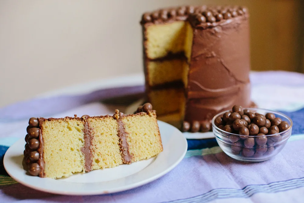 Light Corn Cake with Chocolate Covered Corn Pops | Becca Bakes (www.becca-bakes.com)