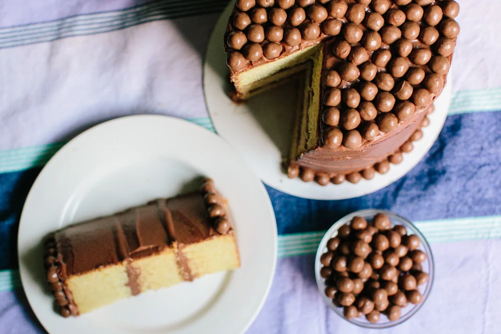 Light Corn Cake with Chocolate Covered Corn Pops | Becca Bakes (www.becca-bakes.com)