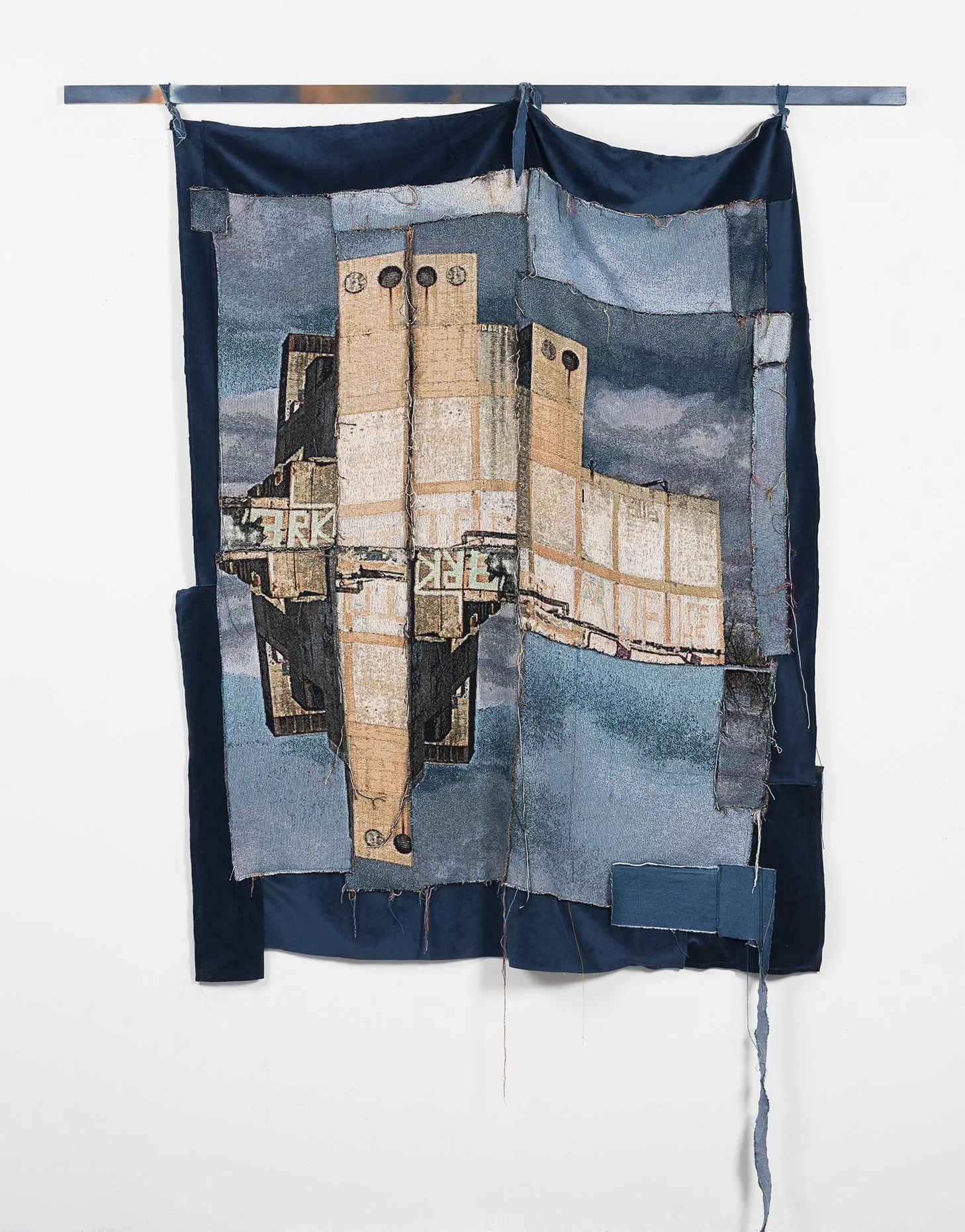   Ark, 2018   Deconstructed woven photographs with collaged fabrics   60”x58”   