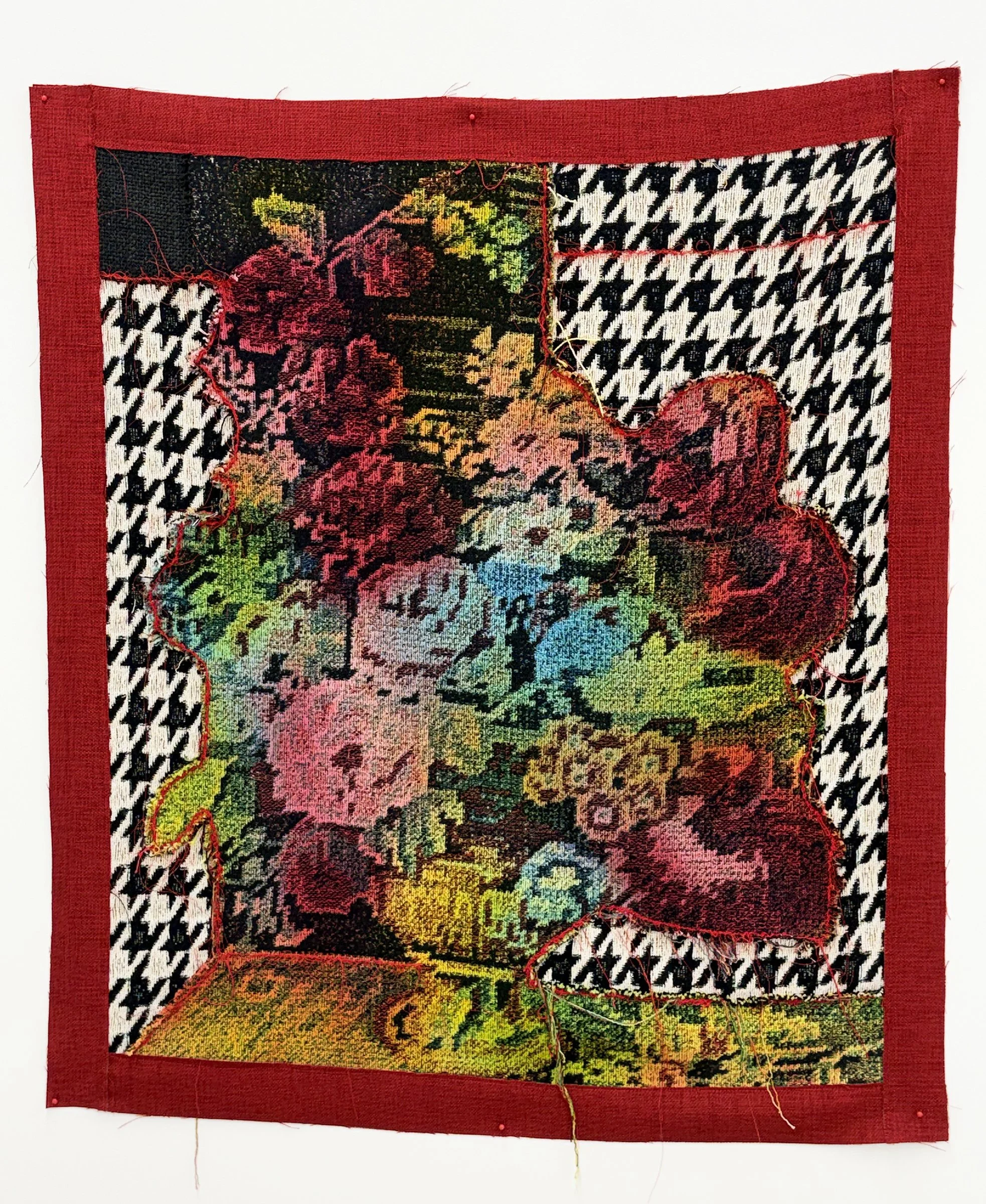   Still Life 2, 2025   Woven textile photograph, hand dyed, embroidered and fabric collage, 32”x22” 