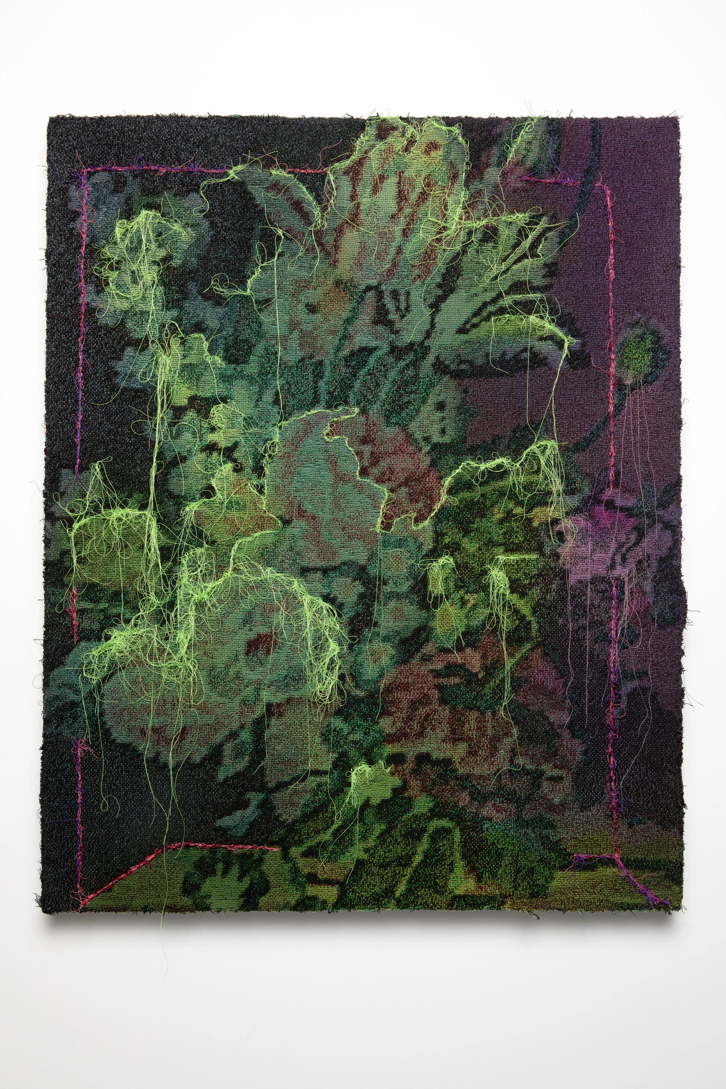    Moonlight,  2026   Woven textile photograph, hand-dyed with embroidery mounted on panel, 30”x24”x1.5” 