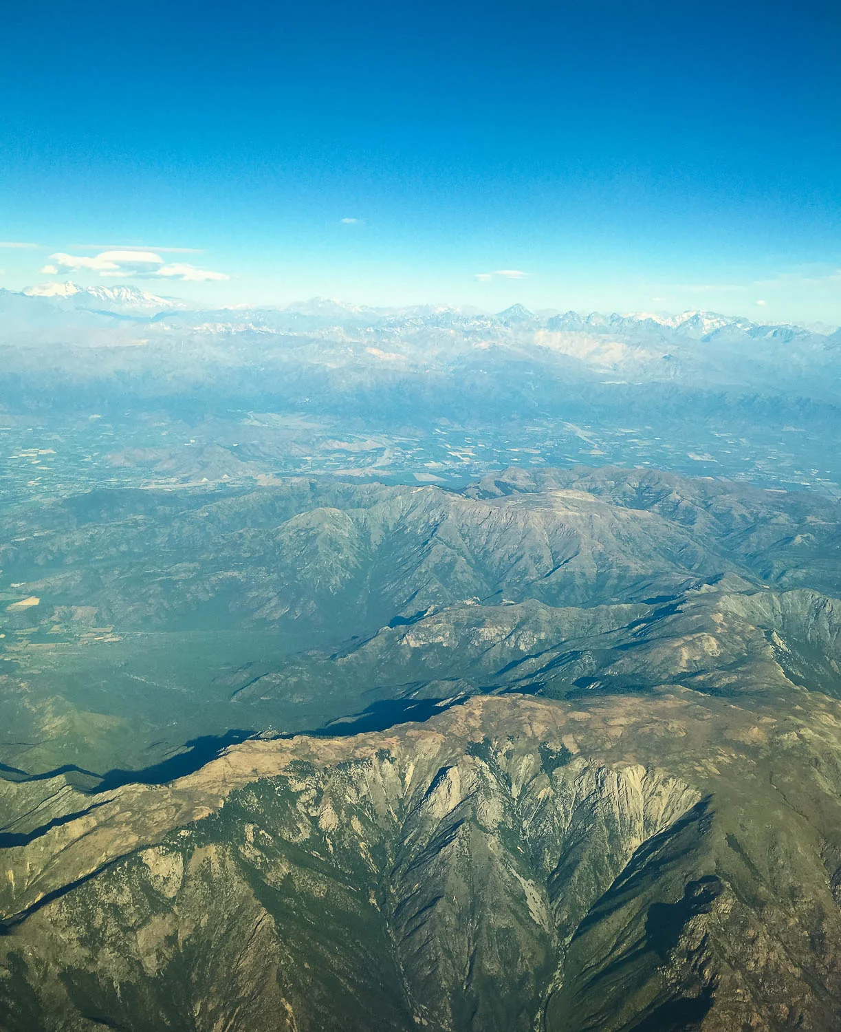 Above: View from plane arriving Santiago, Chile.