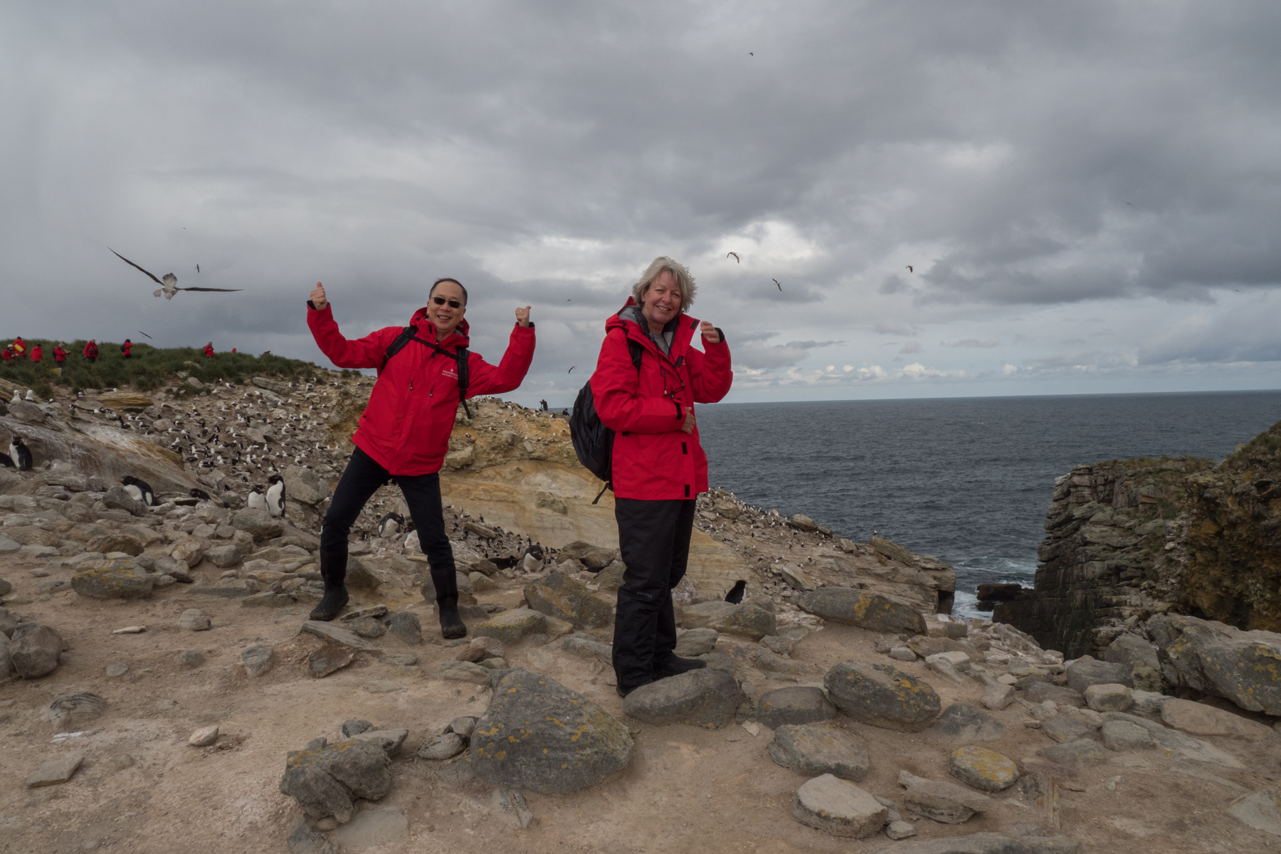 Tom and Odette at Coffin Harbour, New Island, Falklands