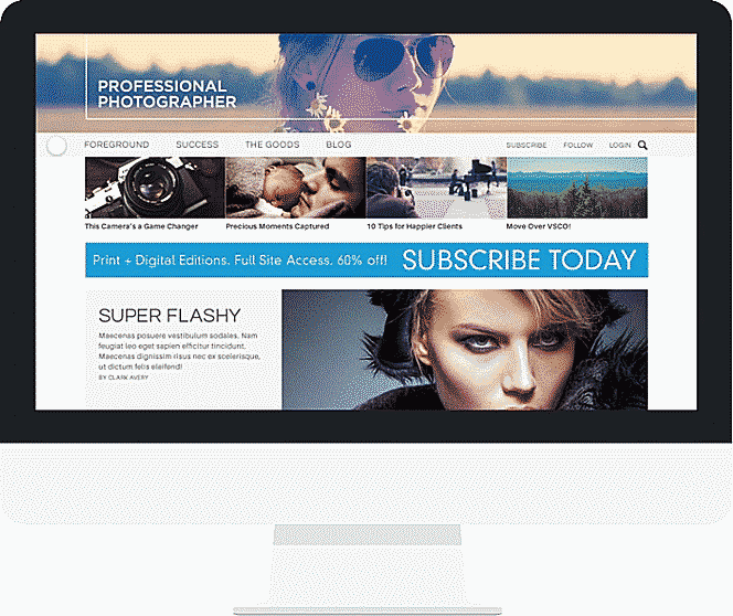  clean responsive layout that showcases the magazine's amazing content while seamlessly incorporating various ad dimensions. 