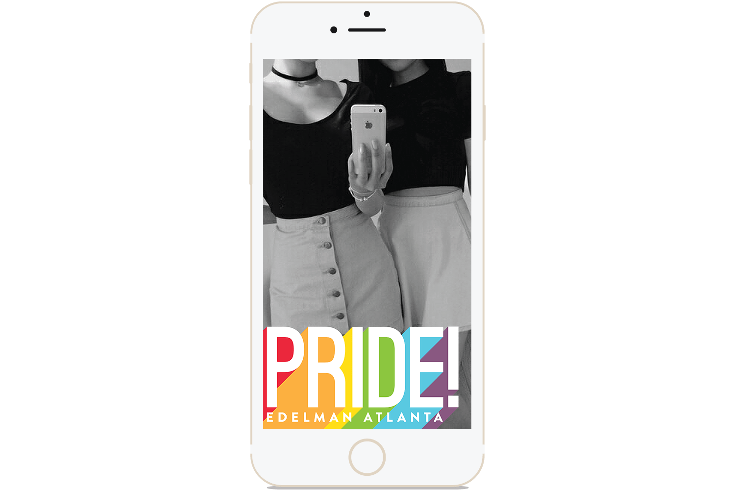  snapchat filter and poster design for our office party to kick-off atlanta’s weekend festivities for pride. 