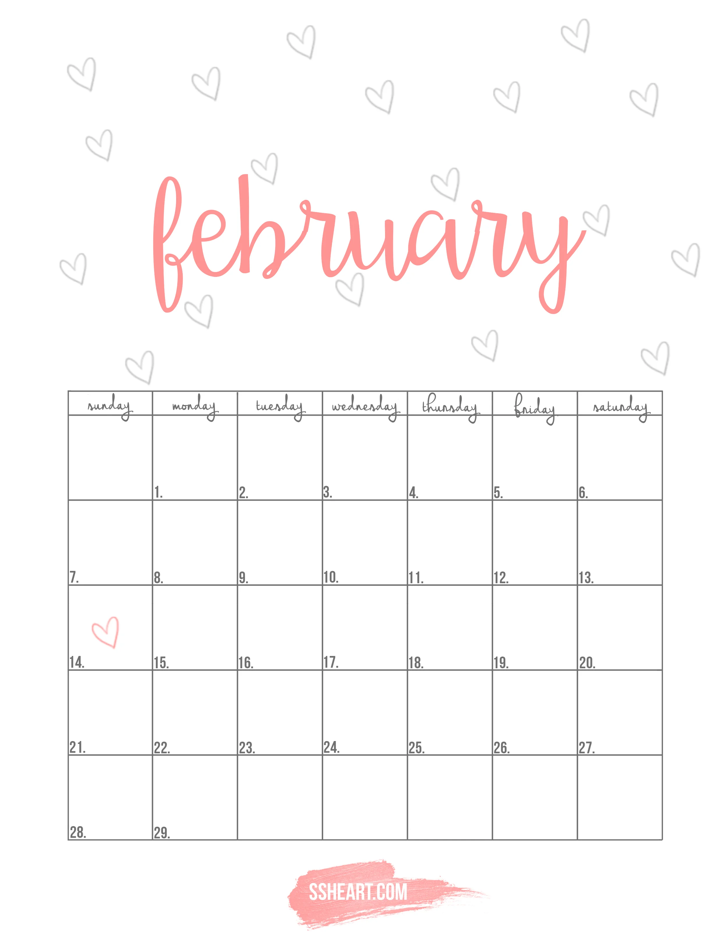 February Calendar Printable Blank Planning Template 2025 Calendar