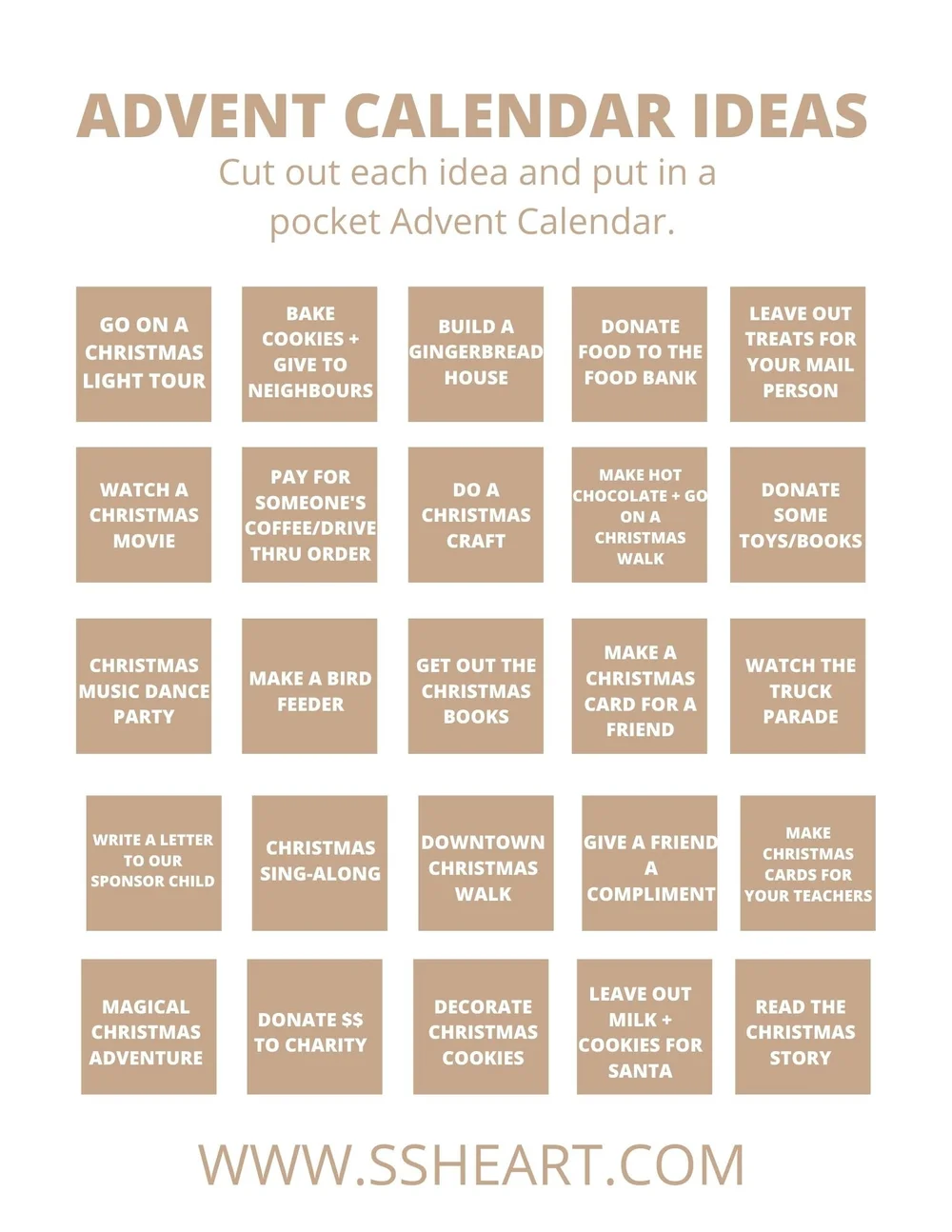 ADVENT CALENDAR IDEAS — SSHEART advent-calendar-ideas-ssheart