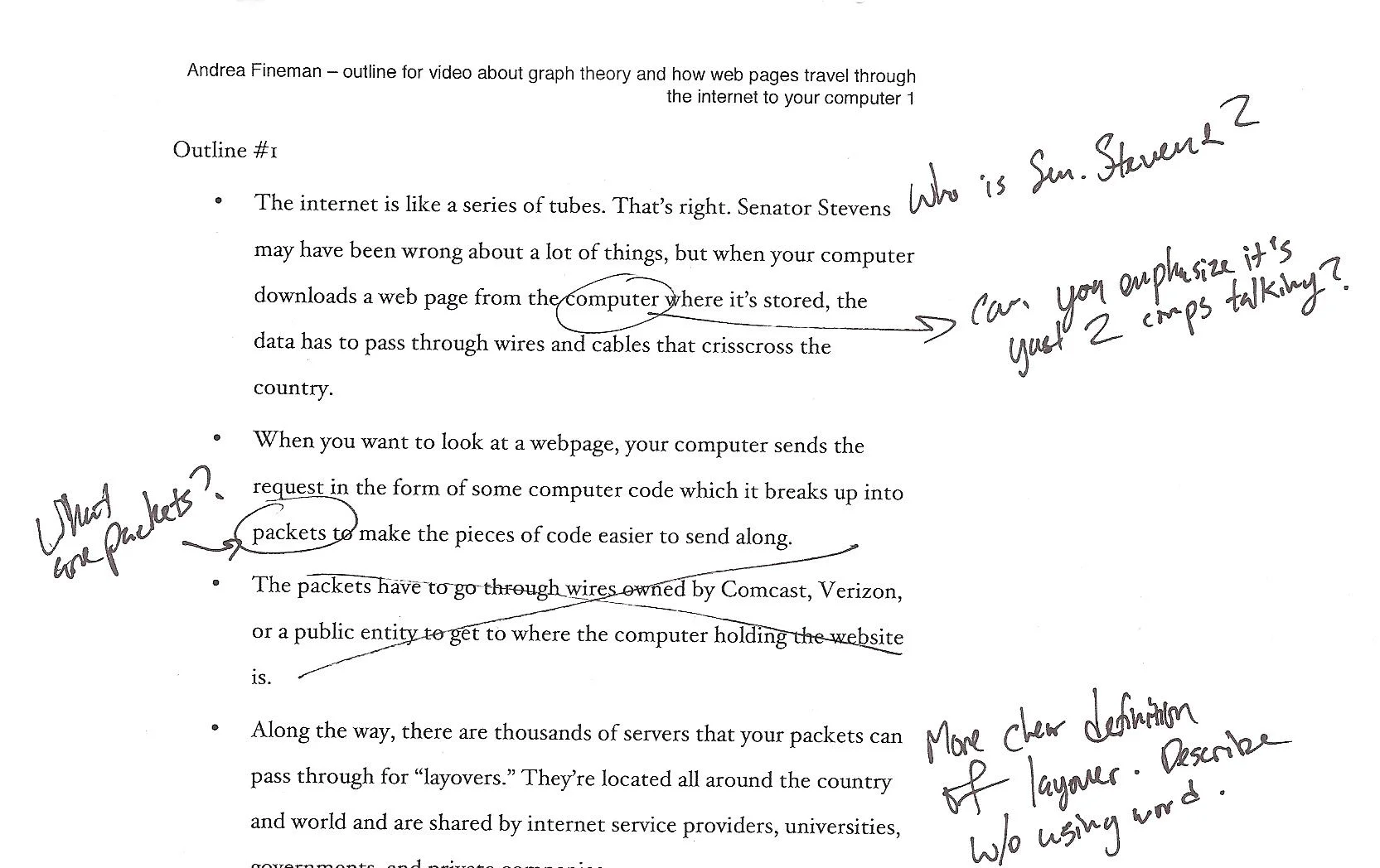 My original script, which covered too many topics to fit into two minutes.