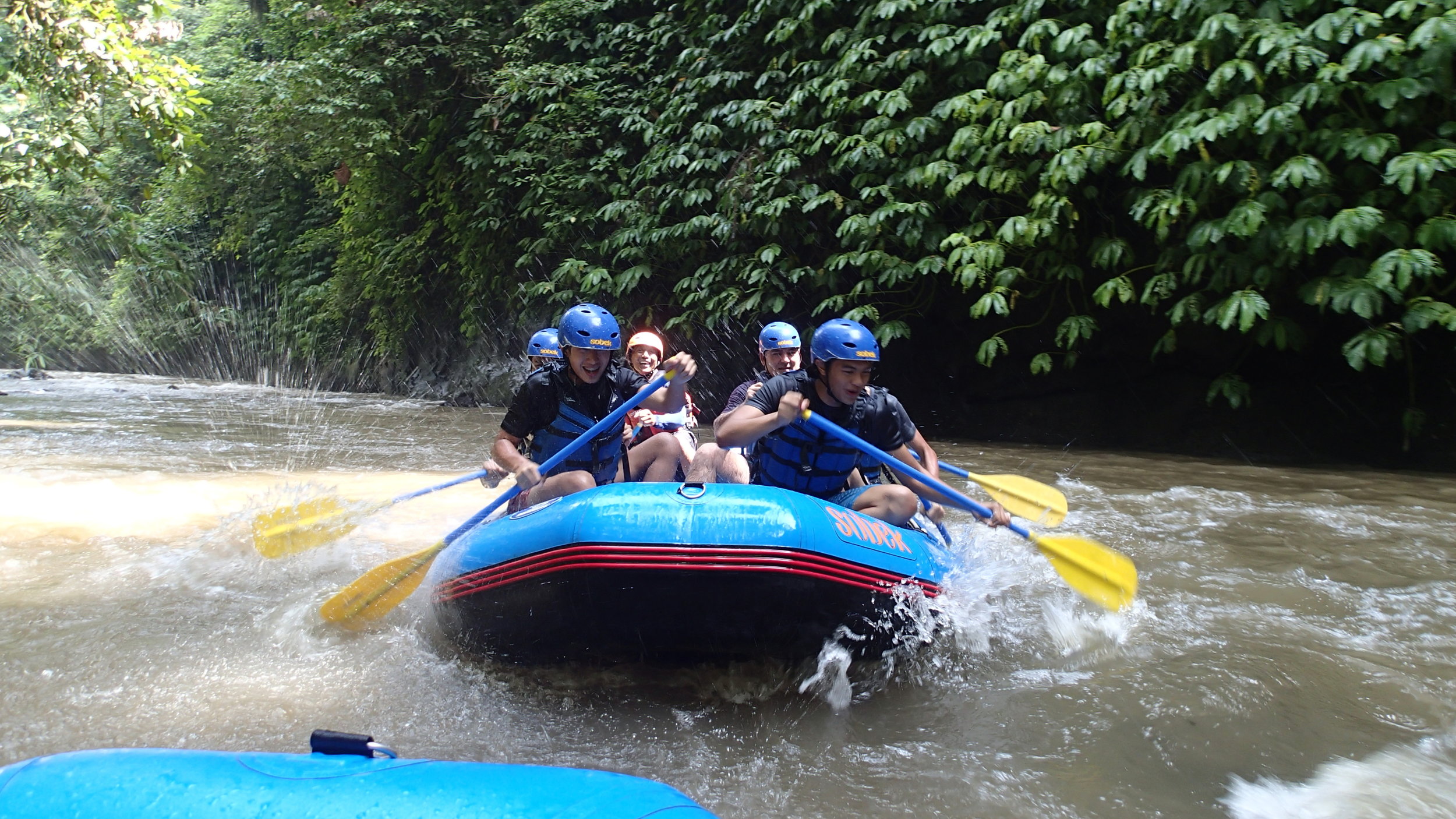 Bali, White Water Rafting, Students Paddling (2).JPG