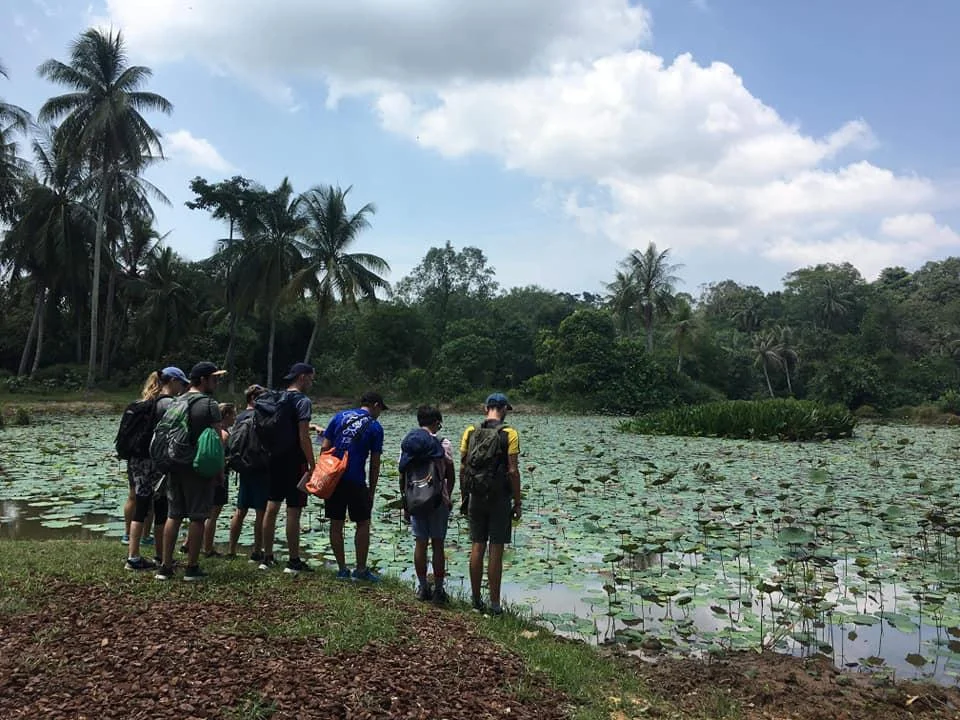 Staff checking out the freshwater ecosystem on Pualu Ubin.
