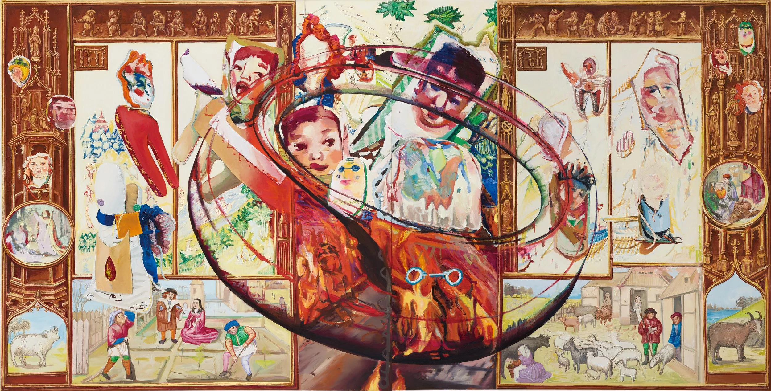  Spinola Hours_March: Aries, April: Taurus (Diptych) 스피놀라 시간_3월: 양자리, 4월: 황소자리 (딥티크) 2020-2022. Oil on canvas, 152.5×305 cm | 60×120 inch (overall) 