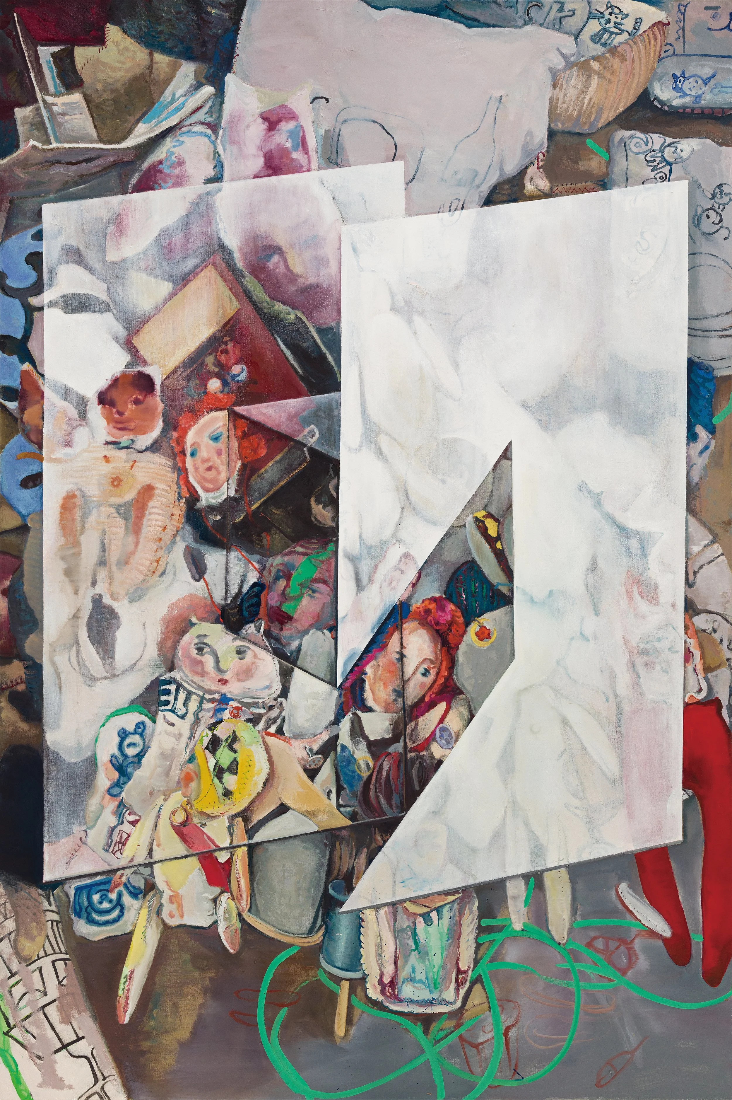   Folded Tableaux   접힌 무대, 2025. Oil on canvas 182.9×122 cm | 72×48 inch 