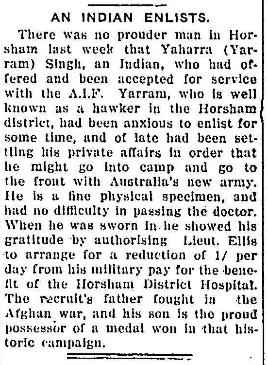 Article taken from the Tuesday 7 March 1916 edition of “Warracknabeal Herald” a newspaper in Vic. To see original source please click on link below: http://nla.gov.au/nla.news-article132777640