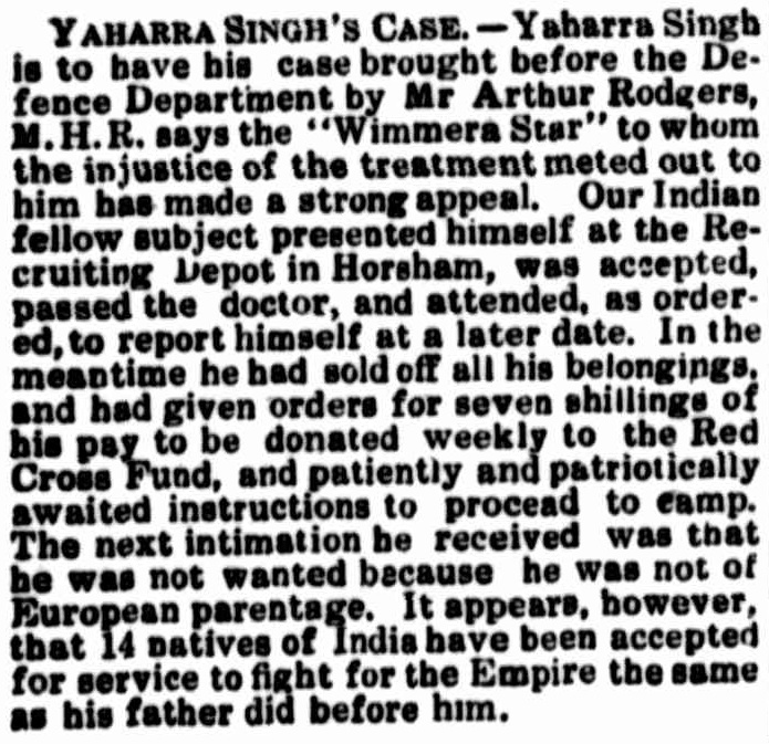 Article taken from the Monday 3 April 1916 edition of “Portland Guardian” a newspaper in Victoria. To see original source please click on link below: http://nla.gov.au/nla.news-page6068395